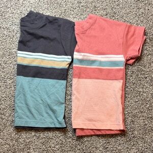 OshKosh B'gosh Striped T-Shirt Duo in Black and Coral